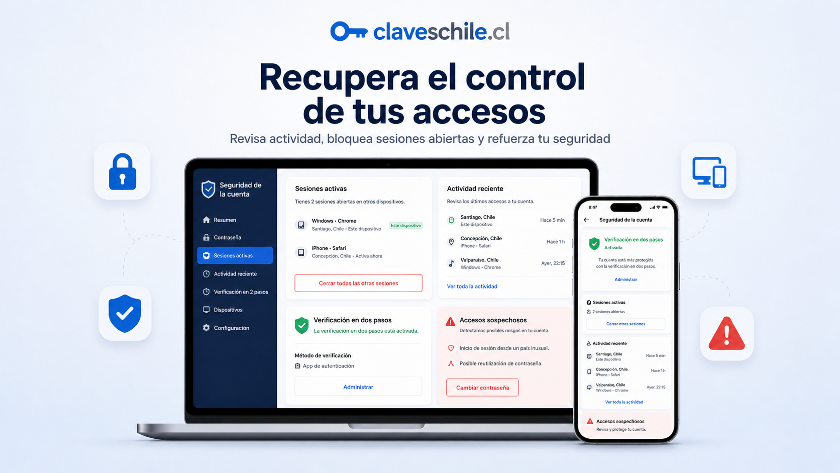 Cómo cerrar sesiones abiertas y revisar dispositivos